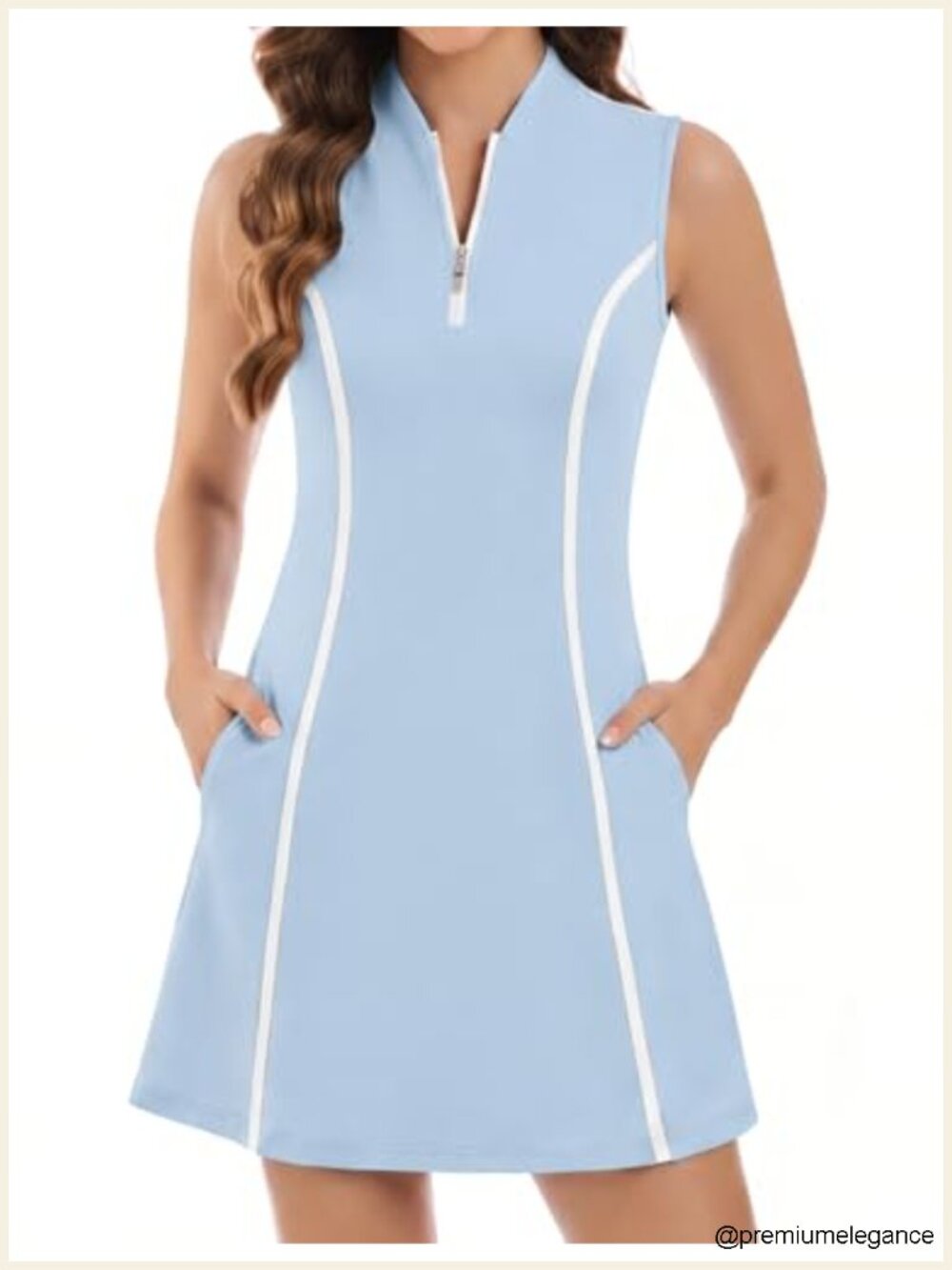 Women's Athletic Tennis Dress with Shorts Pockets Sleeveless Quick-Dry A-Line